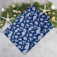 Christmas Coastal Seahorse Glitter Navy Blue