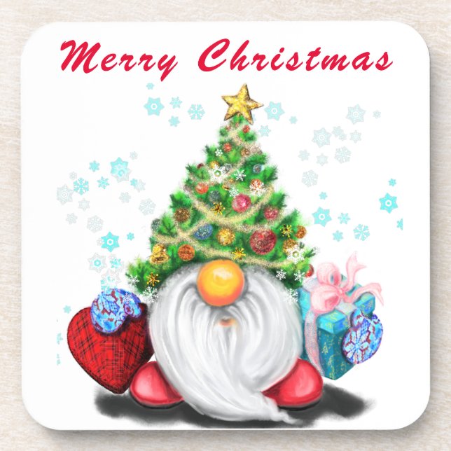 Christmas Coaster Gnome with Gift For You (Front)