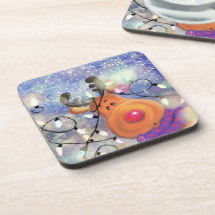 Christmas Coaster with Happy Reindeer