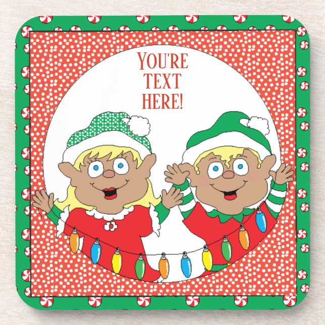 Christmas Coasters Elf of Colour Happy (Front)