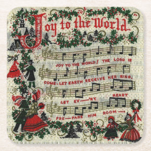 CHRISTMAS COASTERS, Joy To The World Square Paper Coaster