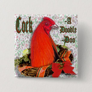 Christmas Cockadoodledoo 15 Cm Square Badge