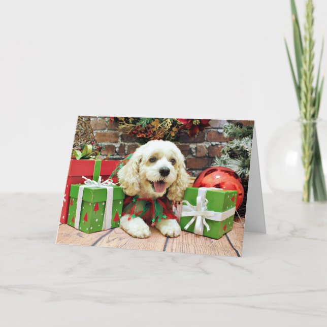 Christmas - Cockapoo - Clancy Holiday Card (Front)
