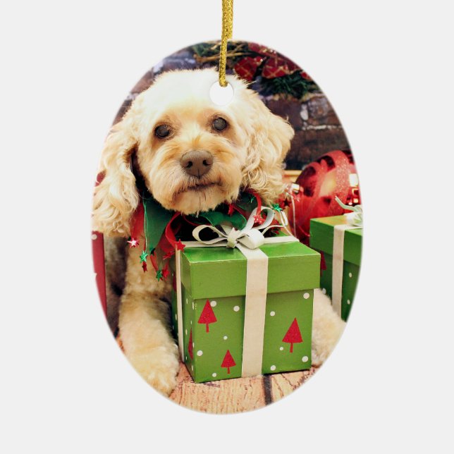 Christmas - Cockapoo - Trailer Ceramic Tree Decoration (Front)