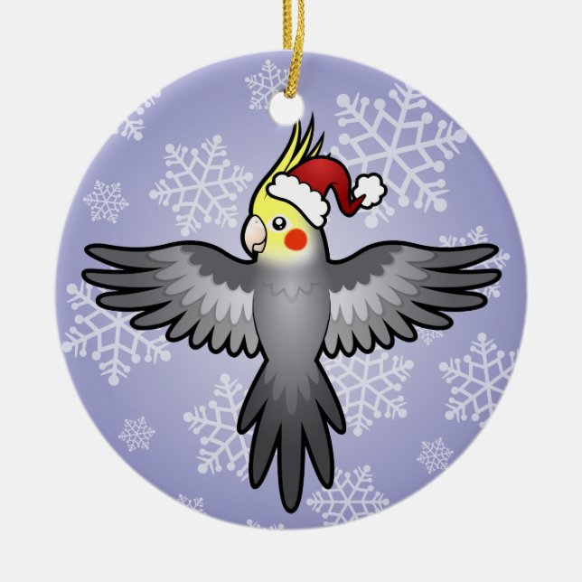 Christmas Cockatiel Ceramic Tree Decoration (Front)