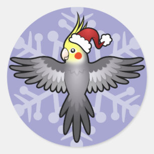Christmas Cockatiel Classic Round Sticker