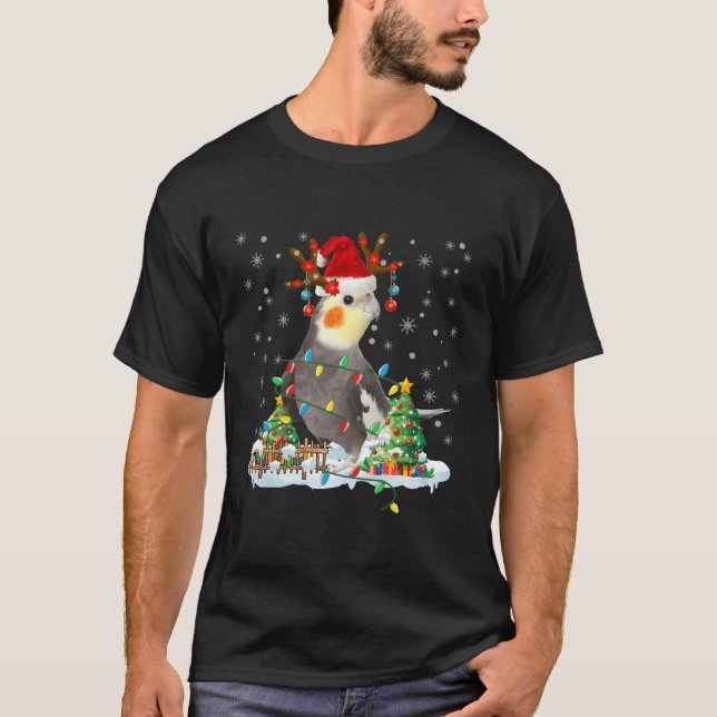 Christmas Cockatiel Lover Santa Cockatiel Christma T-Shirt (Front)