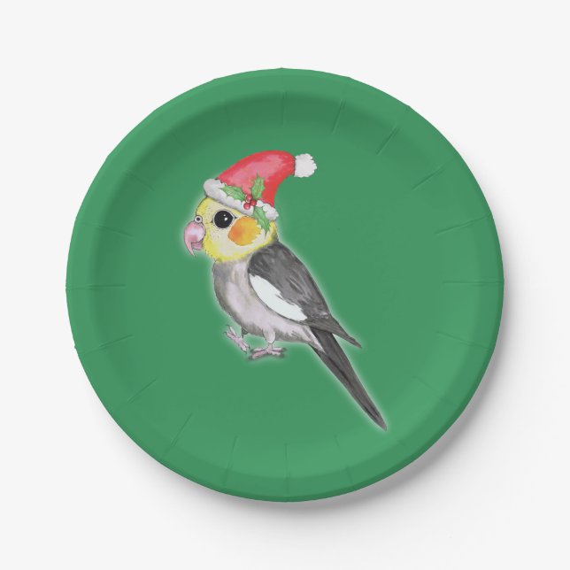 Christmas cockatiel paper plate (Front)