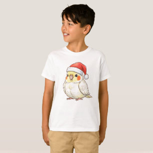 Christmas Cockatiel Wearing Santa Hat T-Shirt