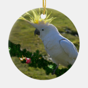 Christmas Cockatoo Bird in Australia Ceramic Tree Decoration