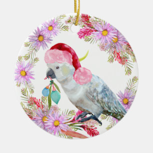 Christmas Cockatoo Botanicals Ceramic Tree Decoration