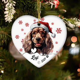 Christmas Cocker Spaniel Dog Personalised Ceramic Tree Decoration