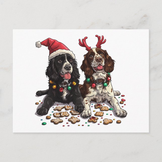 Christmas Cocker Spaniel Dogs Holiday Postcard (Front)