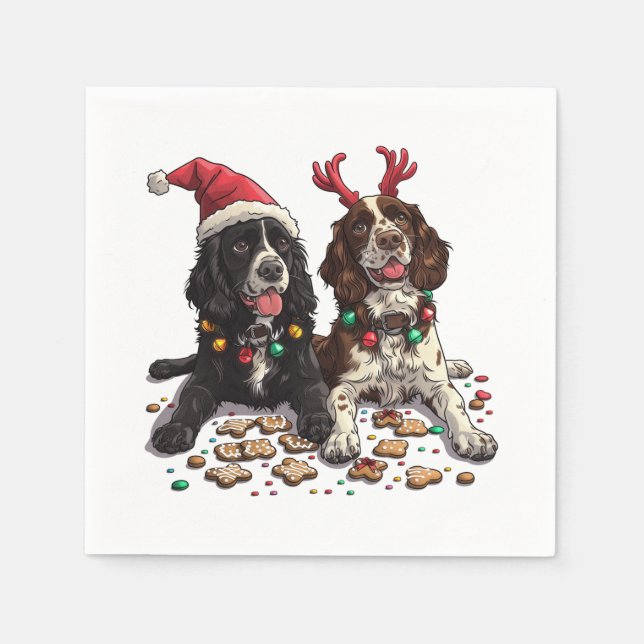 Christmas Cocker Spaniel Dogs Napkin (Front)