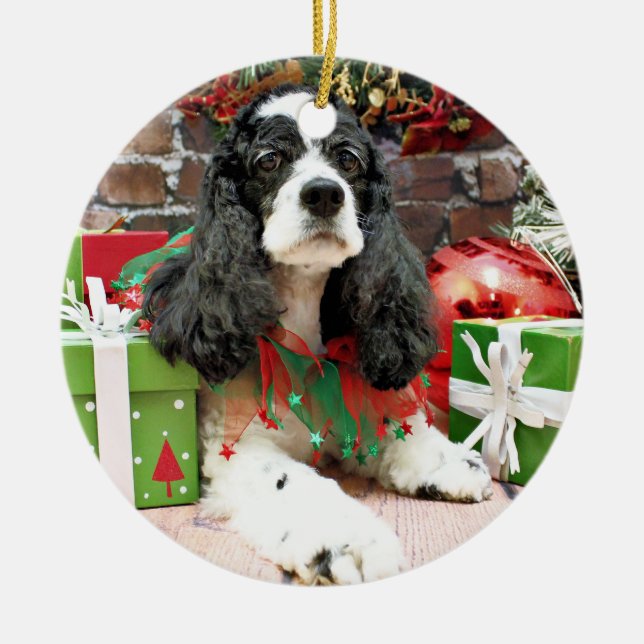 Christmas - Cocker Spaniel - Laci Ceramic Tree Decoration (Front)