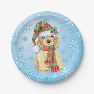 Christmas Cocker Spaniel Paper Plate