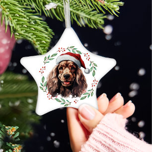 Christmas Cocker Spaniel Personalised Ceramic Tree Decoration
