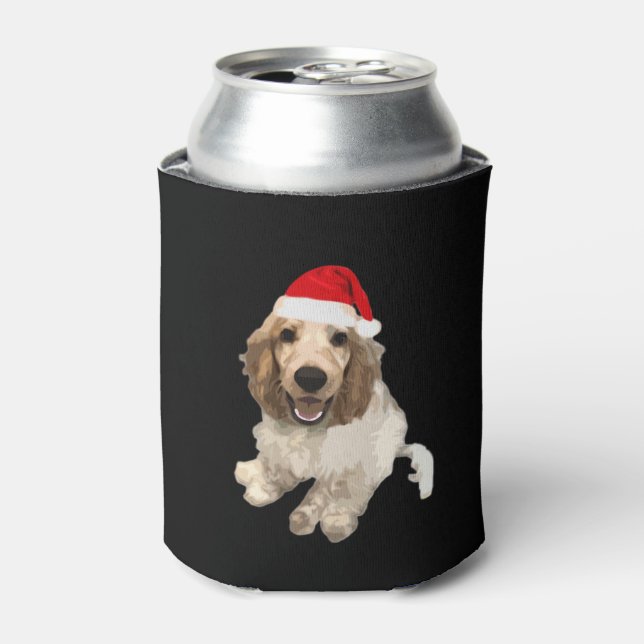 Christmas Cocker Spaniel (White) Essential T-Shirt Can Cooler (Can Front)