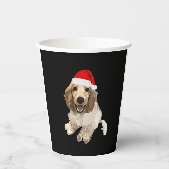 Christmas Cocker Spaniel (White) Essential T-Shirt Paper Cups (Front)