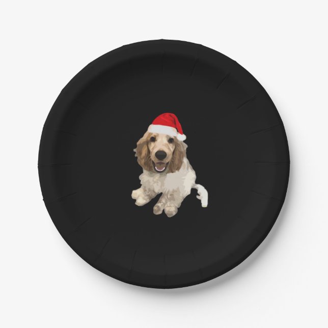 Christmas Cocker Spaniel (White) Essential T-Shirt Paper Plate (Front)