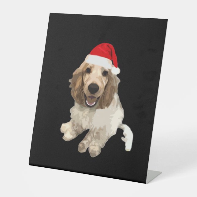 Christmas Cocker Spaniel (White) Essential T-Shirt Pedestal Sign (Front)