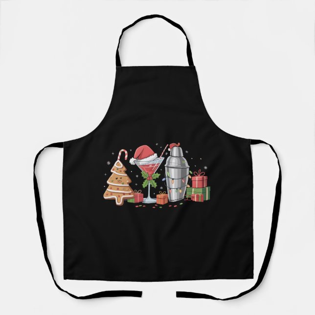 Christmas Cocktail Espresso Martini Drinking Party Apron (Front)