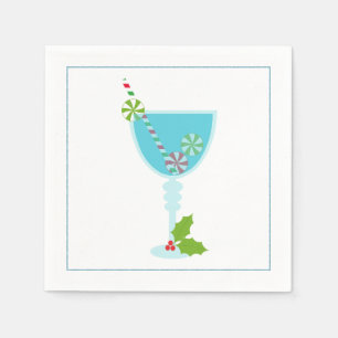 Christmas Cocktail Napkin with martini olive