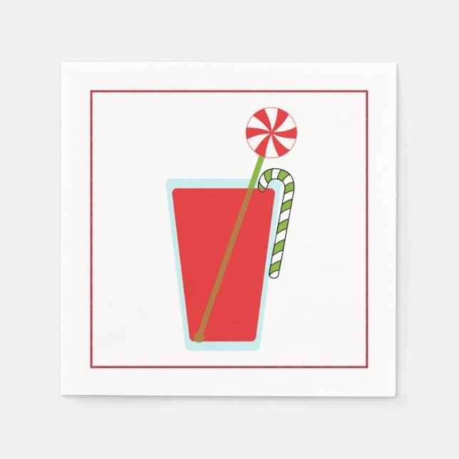 Christmas Cocktail Napkin with martini olive (Front)