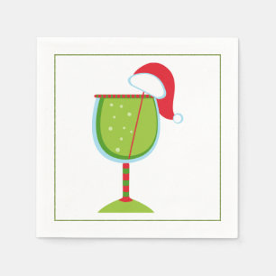 Christmas Cocktail Napkin with martini olive