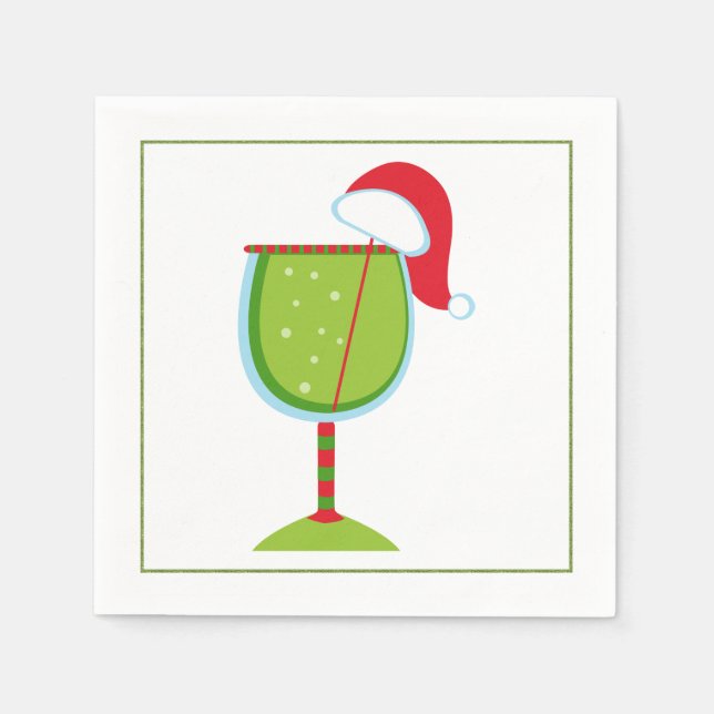 Christmas Cocktail Napkin with martini olive (Front)