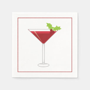Christmas Cocktail Napkin with martini, olive and