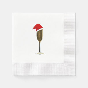 Christmas Cocktail Napkins Champagne Santa Hat