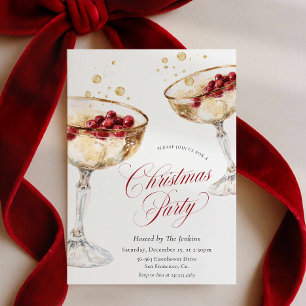 Christmas Cocktail Party Champagne Invitation