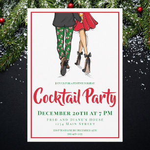 Christmas Cocktail Party Couple Holiday Drinks Invitation