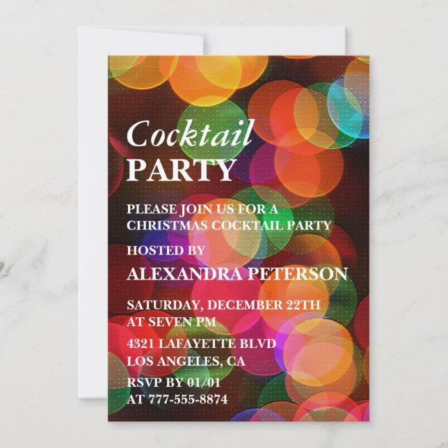 Christmas Cocktail Party Dinner Confetti Sparkle Invitation (Front)