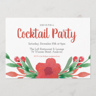 Christmas Cocktail Party Floral Invitation