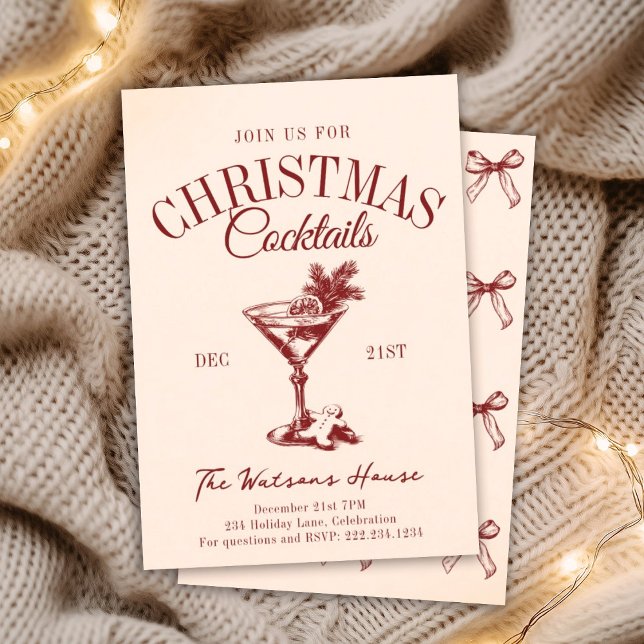 Christmas Cocktail Party Holiday Social Club  Invitation (Creator Uploaded)