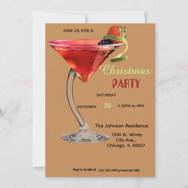 Christmas cocktail party Invitation (Front)