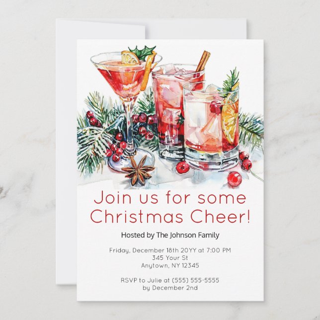 Christmas Cocktail Party Invitation (Front)