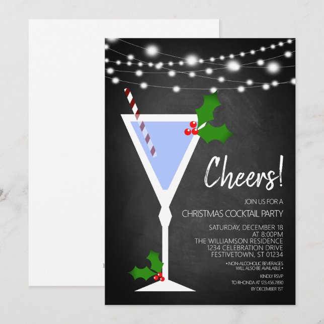Christmas Cocktail Party Invitation (Front/Back)
