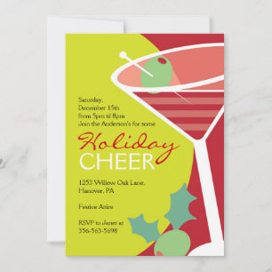 Christmas Cocktail Party Invitations with Martini