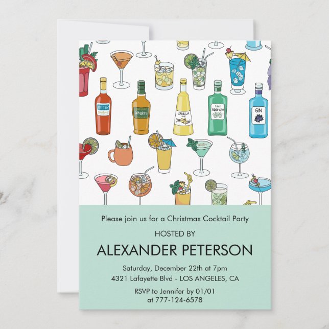 Christmas Cocktail Party invite Contemporary (Front)