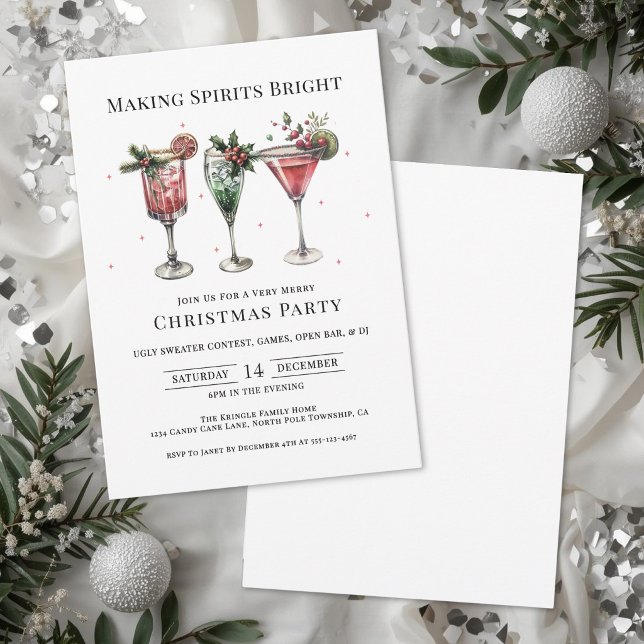 Christmas Cocktail Party Making Spirits Bright Invitation (Christmas Cocktail Party Making Spirits Bright Invitation)