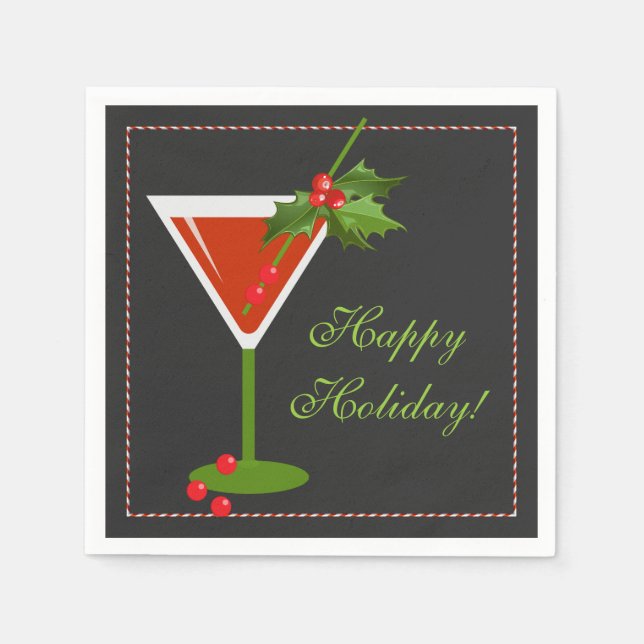 Christmas Cocktail Party Paper Napkins (Front)