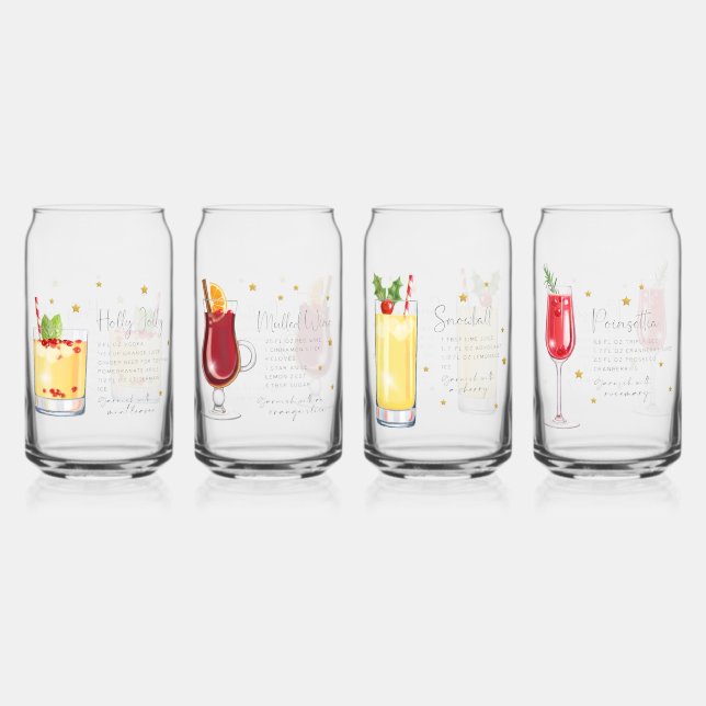 Christmas Cocktail Recipe Set 1 Can Glass (Front)