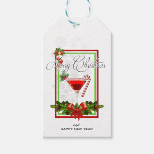 Christmas Cocktail Watercolor Art Gift Tags