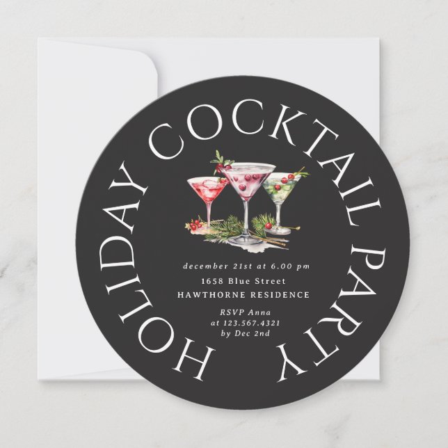Christmas Cocktail's Elegant Party Invitation (Front)