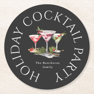 Christmas Cocktail's Elegant Party Round Paper Coaster