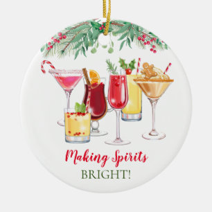 Christmas Cocktails Holiday  Ceramic Tree Decoration