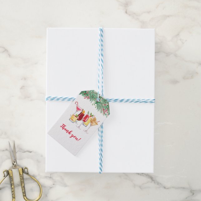Christmas Cocktails Holiday Party  Gift Tags (With Twine)